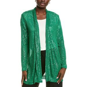 Anne Klein Womens Drape Front Cardigan, Green